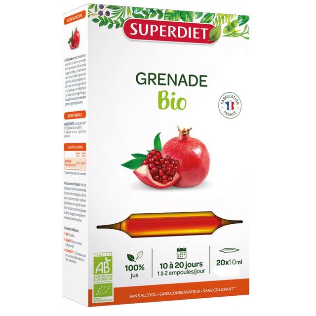 Superdiet Grenade Bio Fruit Entier 20 Ampoules 10ml - Easypara on Productcaster.