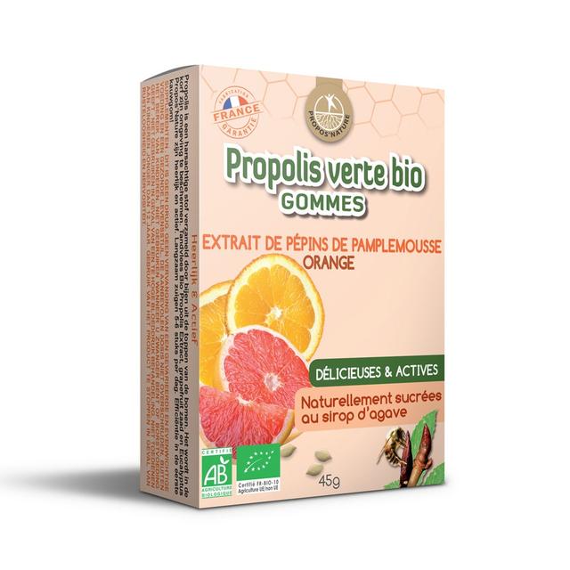 Gomme De Propolis Verte Pepins De Pamplemousse Et Orange Bio 45g Propos'Nature - Produit Bio - Easypara on Productcaster.