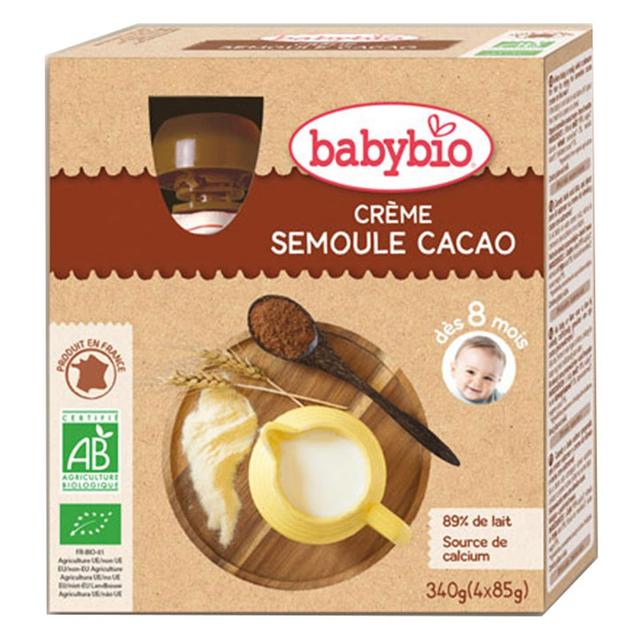 Gourde Dessert Lacte Creme De Semoule Cacao Bio Des 8 Mois 4x85g Babybio - Produit Bio - Easypara on Productcaster.