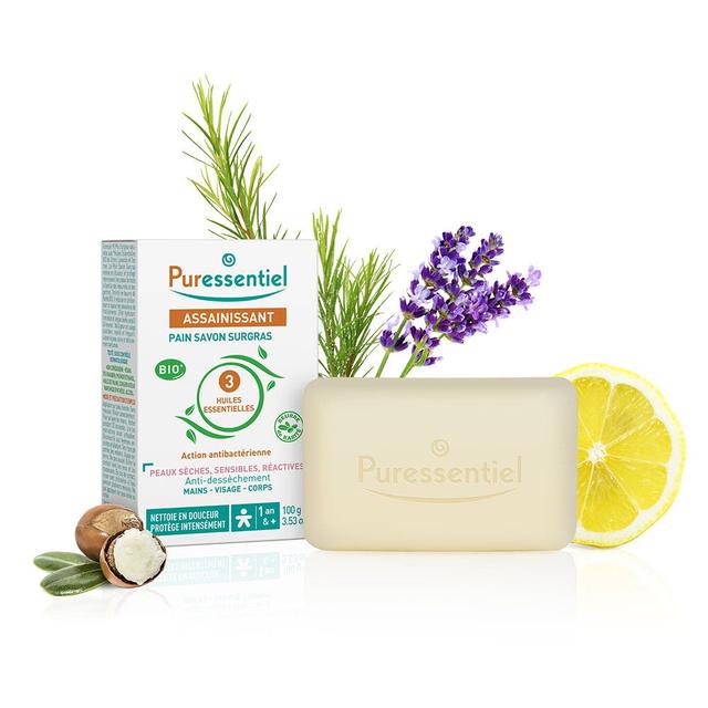 Puressentiel Assainissant Pain Savon Surgras aux 3 Huiles Essentielles BIO 100g Assainissant Puressentiel 100g - Produit Vegan - Easypara on Productcaster.