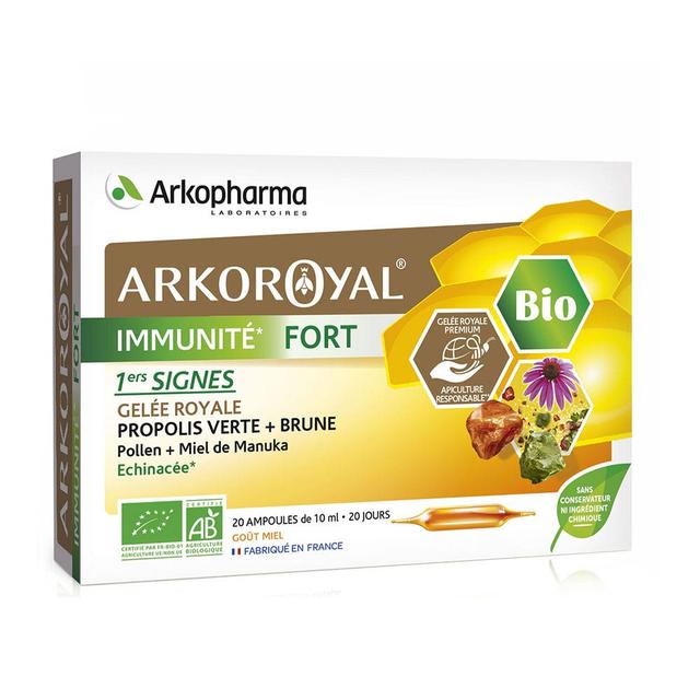 Immunité Fort Bio Gelée Royale, Propolis 20 ampoules Arkoroyal Arkopharma - Produit Bio - Easypara on Productcaster.