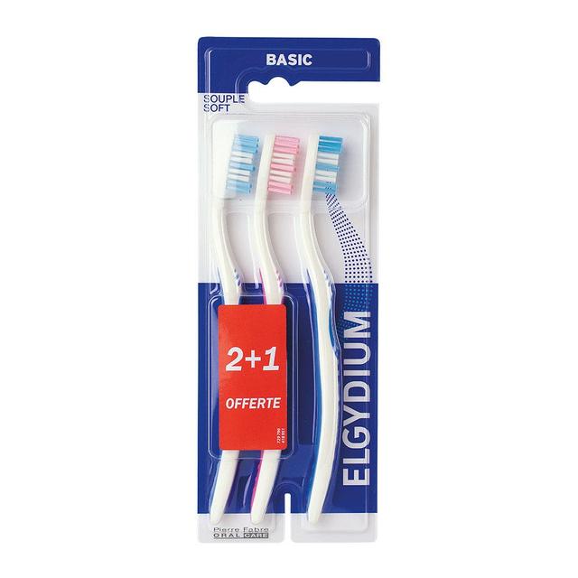 Brosse A Dents Basic Souple Trio Elgydium - Produit Bio - Certifié Cosmébio - Easypara on Productcaster.