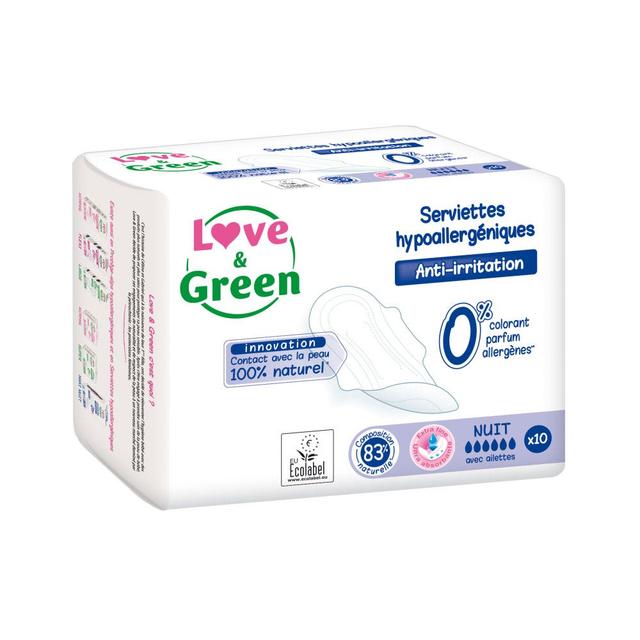 Love&Green Anti-Irritations Nuit 10 Serviettes - Produit Vegan - Easypara on Productcaster.