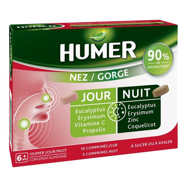 Humer - Nez Gorge Jour Nuit 10 Comprimes Jour + 5 Comprimes Nuit Humer - Easypara on Productcaster.