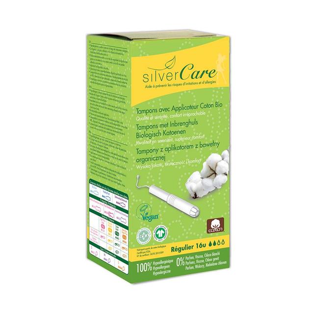 Tampons regulier en coton biologique x16 Avec applicateur Silver Care - Produit Bio - Easypara on Productcaster.