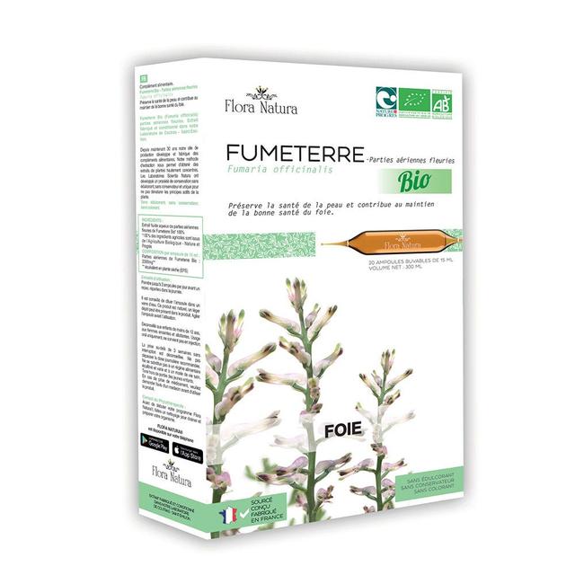 Fumeterre Bio 20 ampoules Foie Flora Natura - Fabriqué en France - Produit Bio - Easypara on Productcaster.