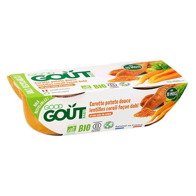 Petits Plats Bébé Bio 2x190g Carotte patate douce lentilles corail façon Dahl Dès 10 mois Good Gout - Produit Bio - Easypara on Productcaster.