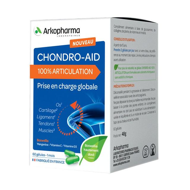 100% Articulations 60 gélules Chondro-Aid Arkopharma - Fabriqué en France - Produit Bio - Certifié Cosmébio - Easypara on Productcaster.