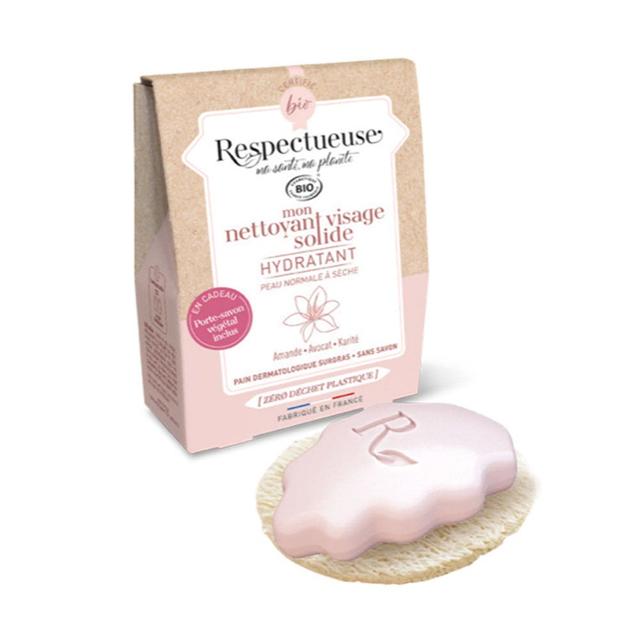 Respectueuse Mon nettoyant visage solide Hydratant Bio + porte savon végétal offert 35g - Certifié Cosmébio - Easypara on Productcaster.