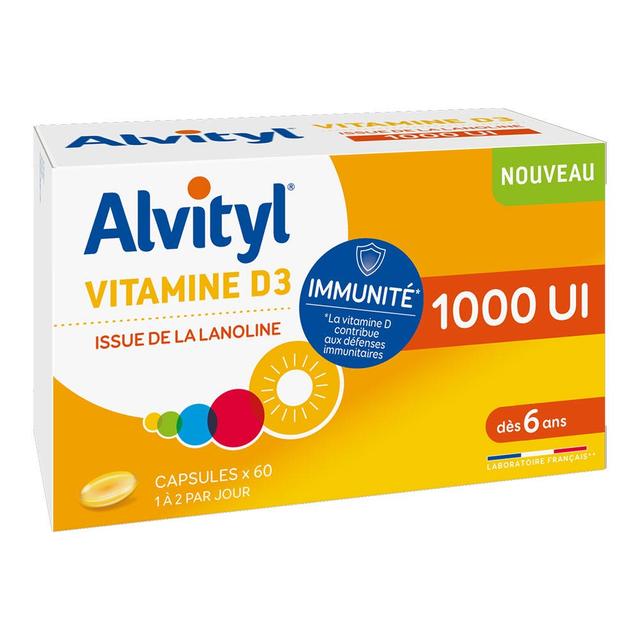 Vitamine D3 1000IU - Dall'età di 6 anni 60 capsule Alvityl - Easypara on Productcaster.