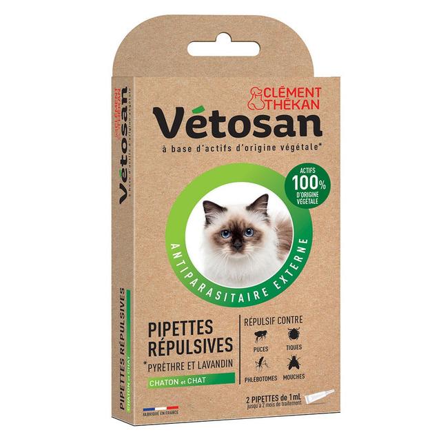 Repellente per pulci e zecche per gatti e Gattini 2 Pipette Vétosan Clement-Thekan - Easypara on Productcaster.