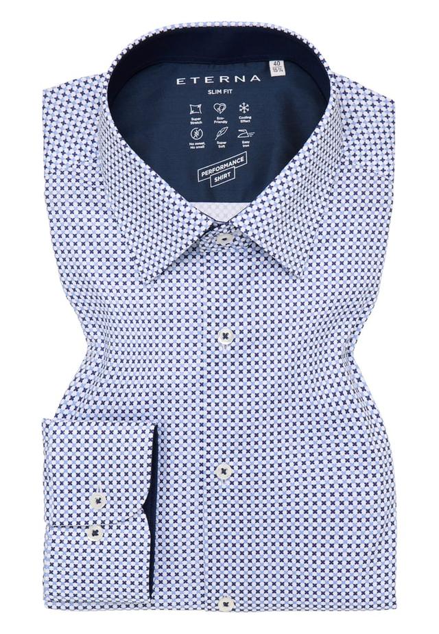 SLIM FIT Performance Shirt in blau bedruckt on Productcaster.