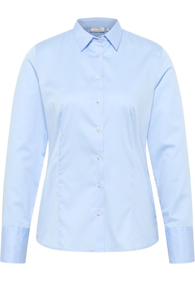 Satin Shirt Bluse in hellblau unifarben on Productcaster.