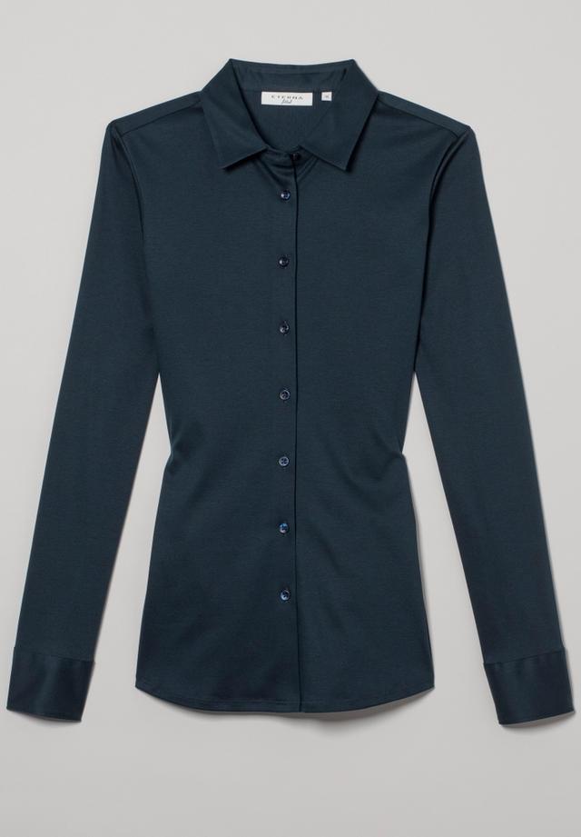 Jersey Shirt Bluse in navy unifarben on Productcaster.