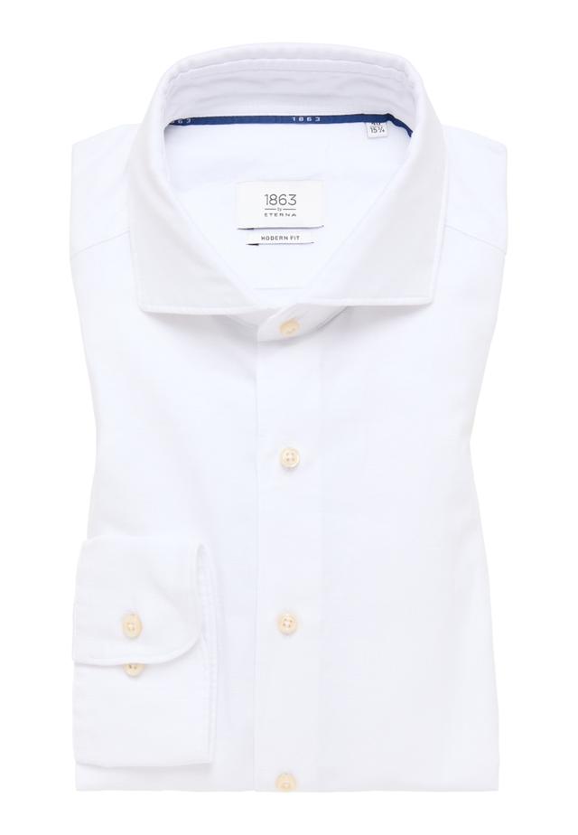 MODERN FIT Linen Shirt in weiß unifarben on Productcaster.