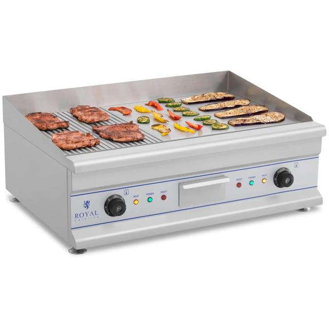 Doppel Elektro Grillplatte 75 cm geriffelt 2 x 3.200 W - Elektrische Grillplatten von Royal Catering on Productcaster.