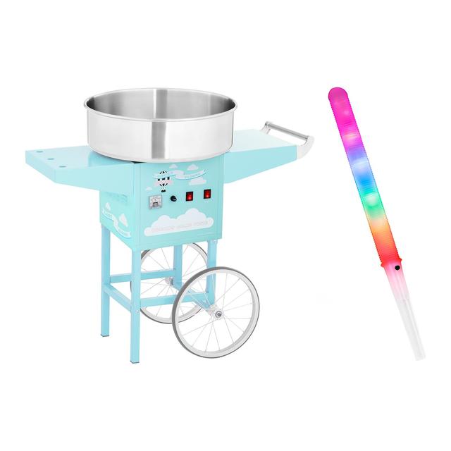 Kit machine barbe à papa avec chariot et bâtonnets lumineux - 52 cm - 1 200 W - Turquoise | Royal Catering on Productcaster.