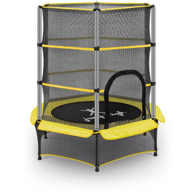 Trampoline pour enfants avec filet de sécurité - 140 cm - 50 kg - Jaune | Uniprodo on Productcaster.