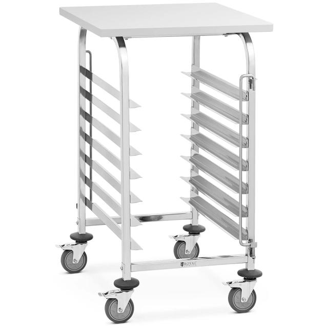 Carrello portavassoi - 7 ripiani + appoggio - Acciaio inox - Royal Catering on Productcaster.