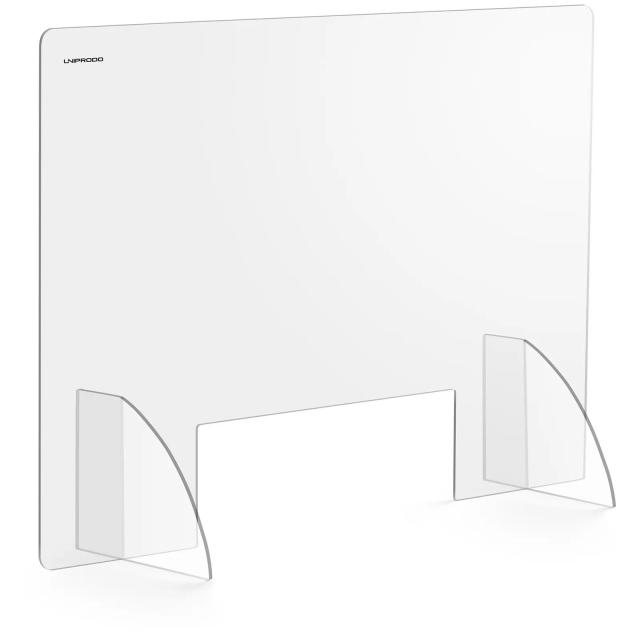 Sneeze Guard 95 x 65 cm Acrylic Glass Pass-through 45 x 15 cm - Personal Protective Equipment by Uniprodo on Productcaster.