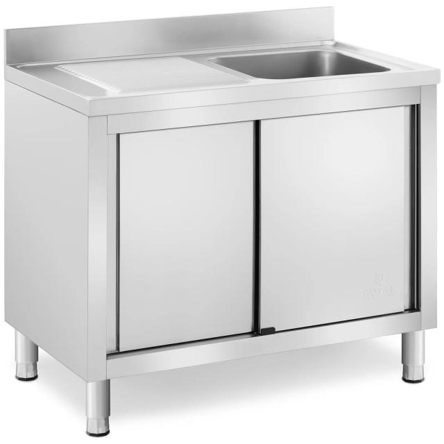 Dřezová skříň 1 dřez ušlechtilá ocel 400 x 400 x 240 mm - Dřezové skříňky Royal Catering on Productcaster.