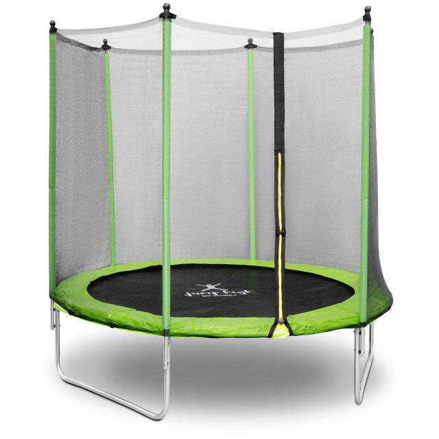 Záhradní trampolína – Ø 244 x 180 cm – 80 kg – síťovina – černá/zelená - Trampolíny Gymrex on Productcaster.