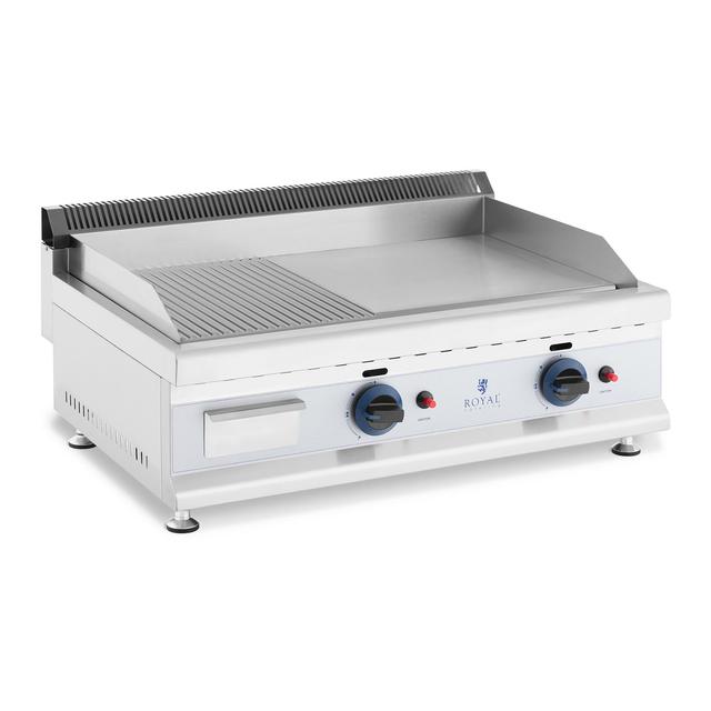 Dvojitý plynový gril 74,5 x 40 cm hladký/vroubkovaný 2 x 3 100 W propan/butan 20 mbar - Plynové grilovací desky Royal Catering on Productcaster.