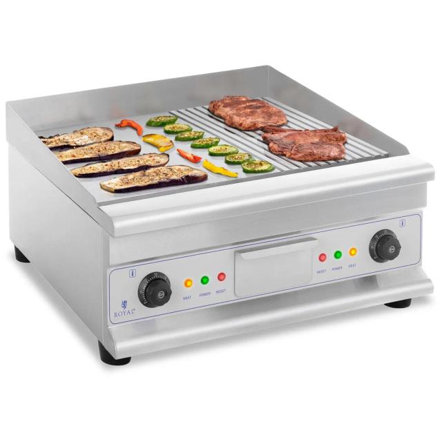 Dvojitá elektrická grilovací deska 60 cm hladká a vroubková 6 400 W - Elektrické grilovací desky Royal Catering on Productcaster.