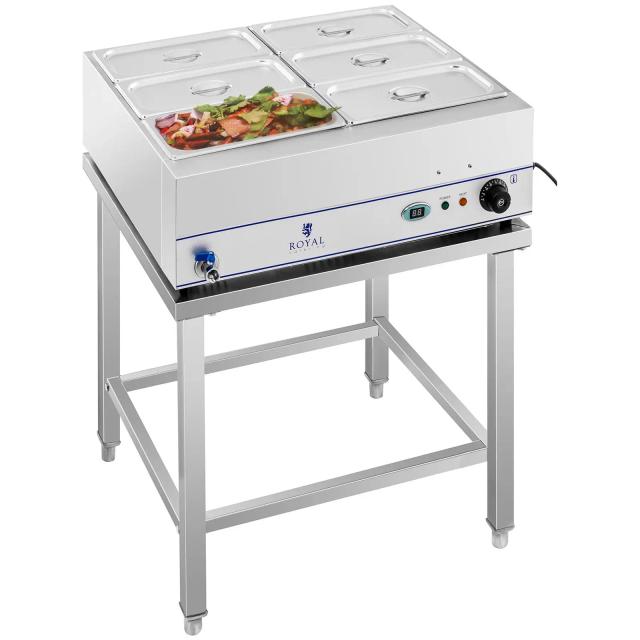 Bain-Marie 2 000 W 6 x 1/3 GN s podstavcem a vypouštěcím kohoutem - Bain Marie Royal Catering on Productcaster.