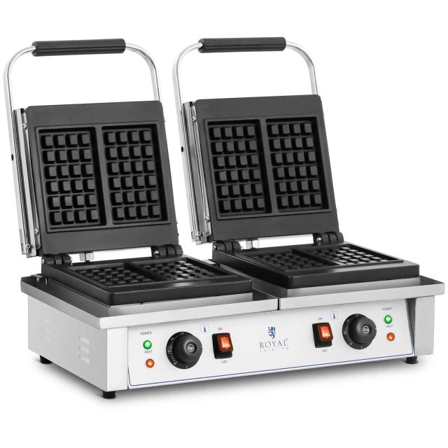 Vaflovač – dvojitý belgické vafle – – 2 x 2,000 W - Vaflovače Royal Catering on Productcaster.