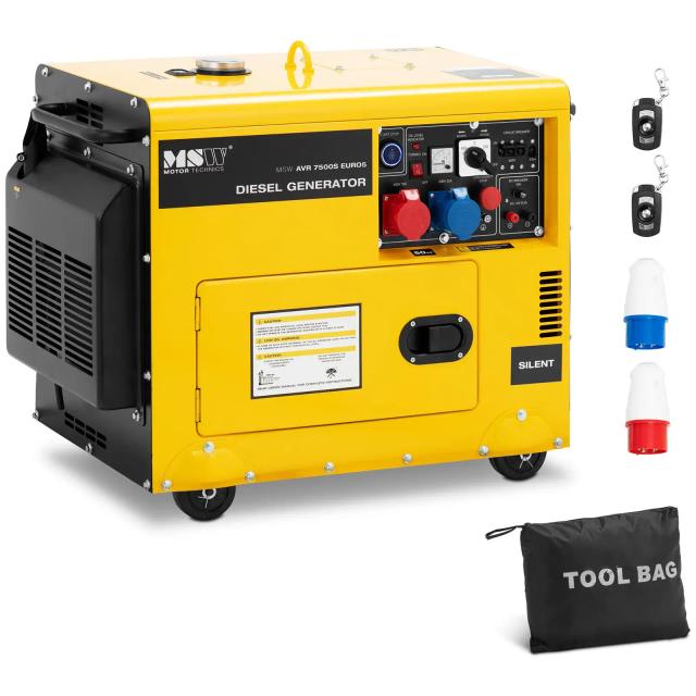 Dieselová elektrocentrála 6370 / 7500 W 16 l 230/400 V přenosná AVR Euro 5 - Generátory MSW on Productcaster.