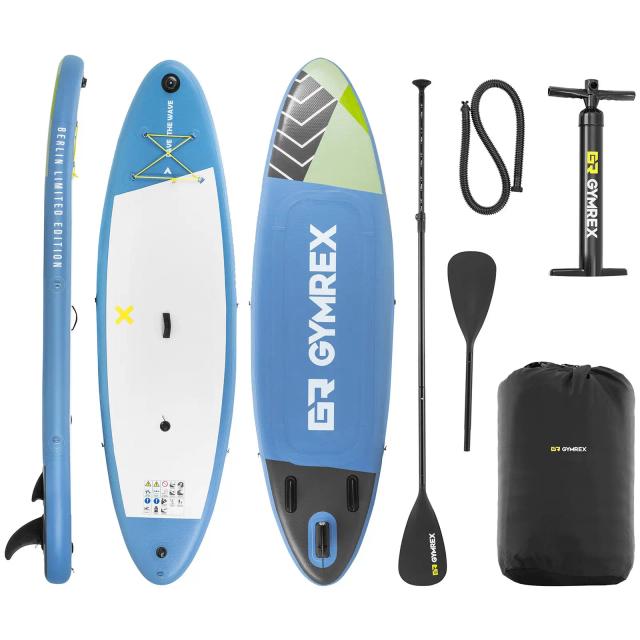 Tabla SUP - hinchable - 105 kg - azul claro - doble cámara - 302 x 81 x 38 cm | Gymrex on Productcaster.