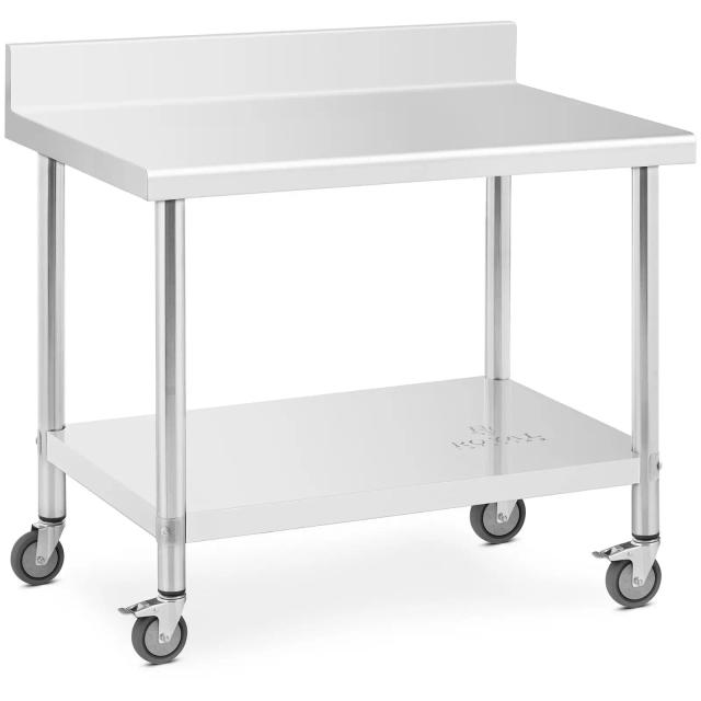 Mesa de acero inoxidable con ruedas - 70 x 100 cm - antisalpique - capacidad de carga: 155 kg - Royal Catering on Productcaster.