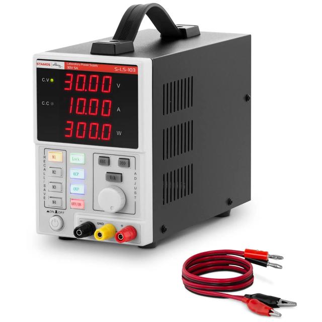 Fuente de alimentación para laboratorio - 0 - 30 V - 0 - 10 A DC - 300 W - 4 puestos de memorias - pantalla LED de cuatro dígitos | Stamos Soldering on Productcaster.