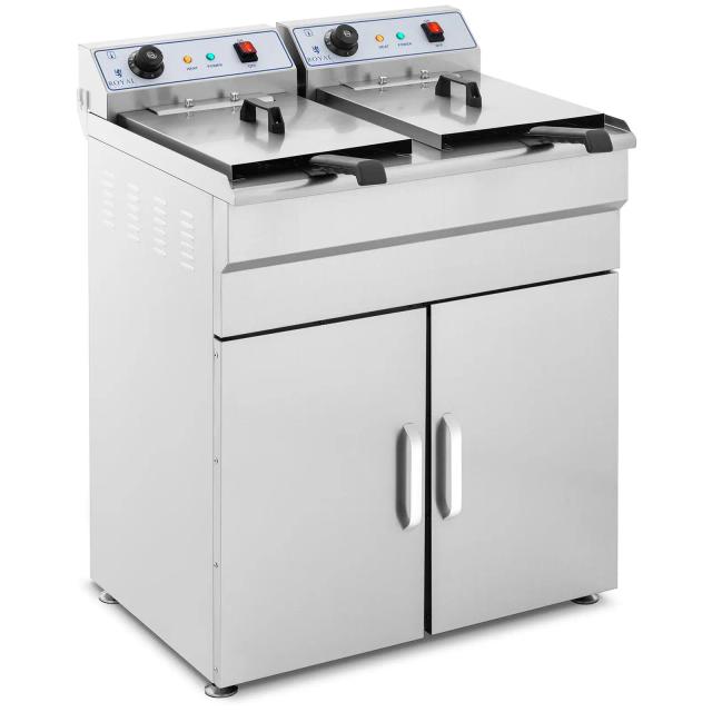 Freidora eléctrica - 2 x 16 litros - 400 V - mueble bajo | Royal Catering on Productcaster.