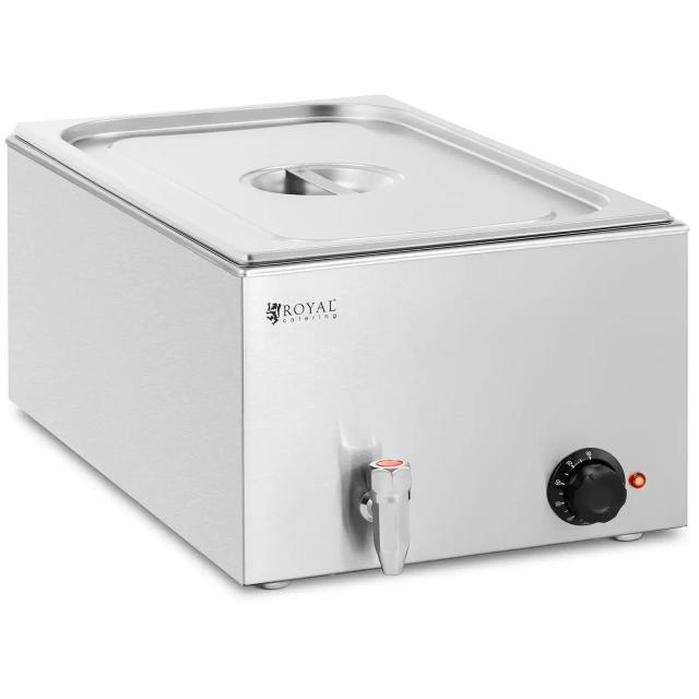 Bain Marie - 640 W - GN 1/1 διάτρητο ταψί - Βρύση αποστράγγισης - Royal Catering on Productcaster.