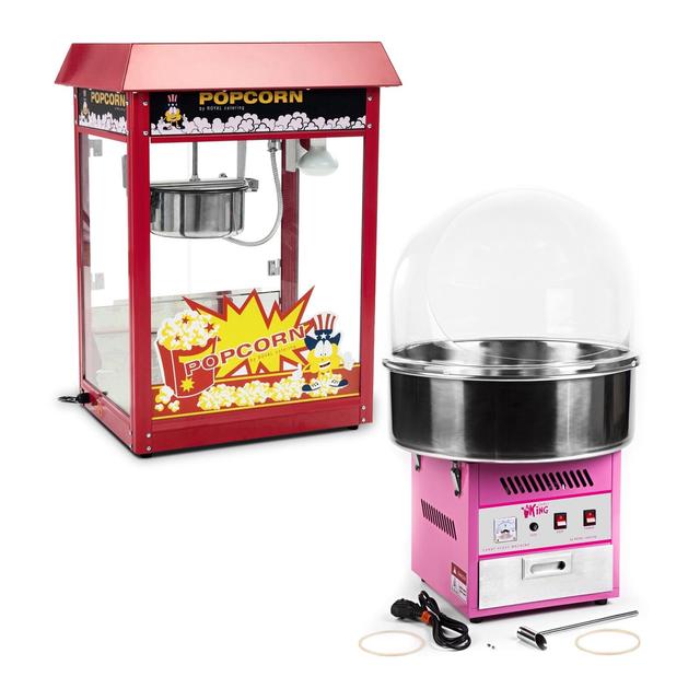 Pop-corn készitő gép és vattacukor készítő gép készlet - 1.600 W/1.200 W - szélfogó búra | Royal Catering on Productcaster.