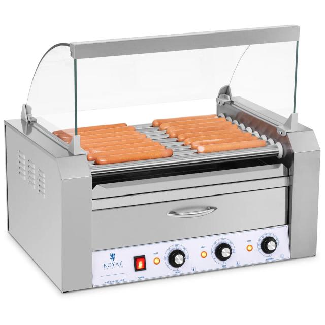 Hot Dog Grill - 9 görgő - Hőfiók - Rozsdamentes acél | Royal Catering on Productcaster.