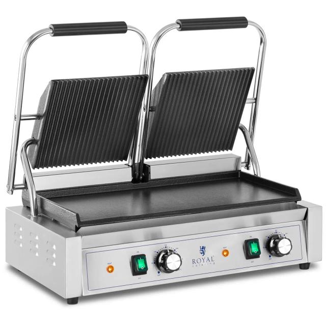 Kontakt grill - bordázott + sima - Royal Catering - 3,600 W on Productcaster.