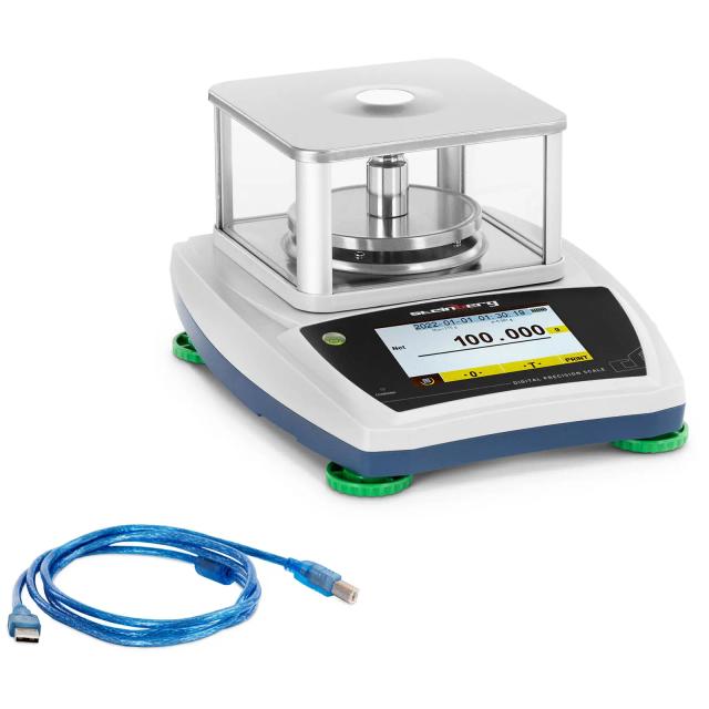 Precíziós mérleg - 200 g / 0,001 g - Ø 98 mm - érintőképernyős LCD - üveg-szélfogó | Steinberg Systems on Productcaster.