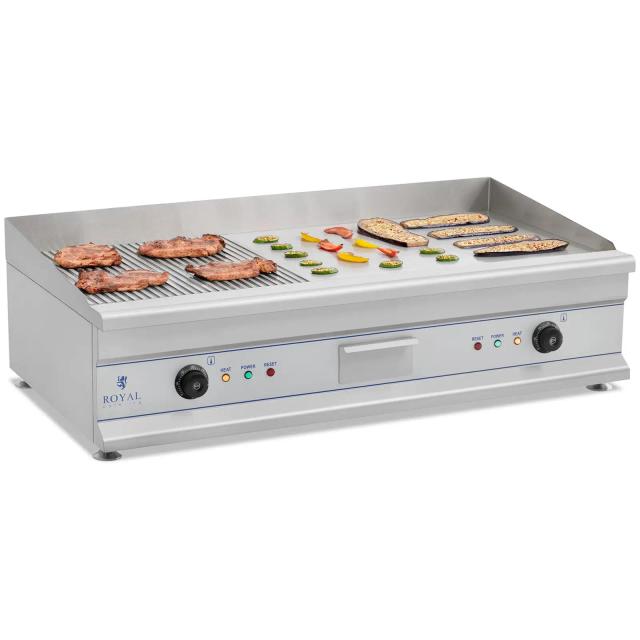 Elektromos grill - 100 cm - bordázott felületű - 2 x 3,2 kW | Royal Catering on Productcaster.