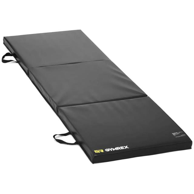 Hordozható fitnesz matrac - 180 x 60 x 5 cm - összehajtható - fekete | Gymrex on Productcaster.