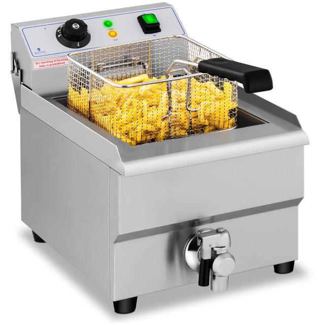 Vendéglátóipari fritőz - 16 liter - leeresztő csap - 230 V | Royal Catering on Productcaster.