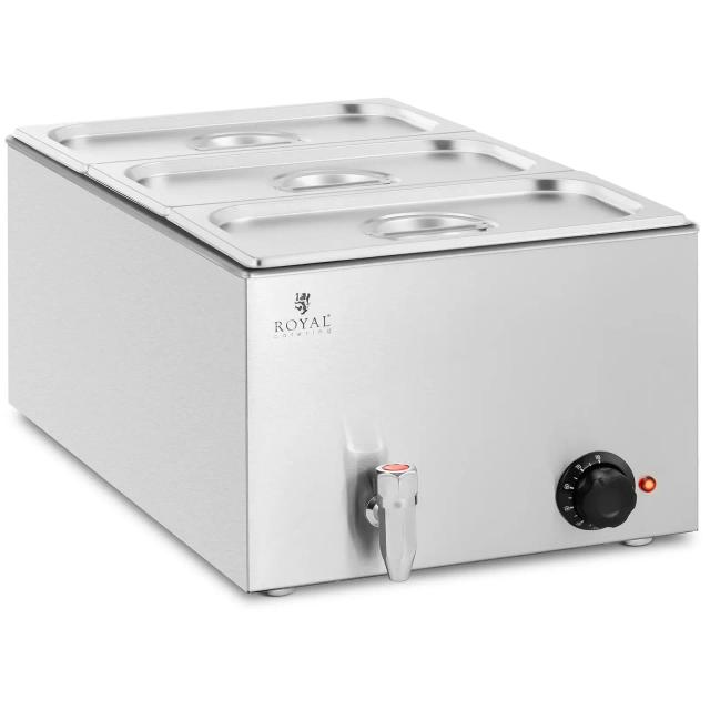 Bain marie - 600 W - 3 GN 1/3 - leeresztőcsap | Royal Catering on Productcaster.