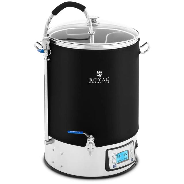 Sörfőző gép szigeteléssel - 40 l - 2500 W - 10–100 °C - rozsdamentes acél - LCD kijelző - időzítő | Royal Catering on Productcaster.