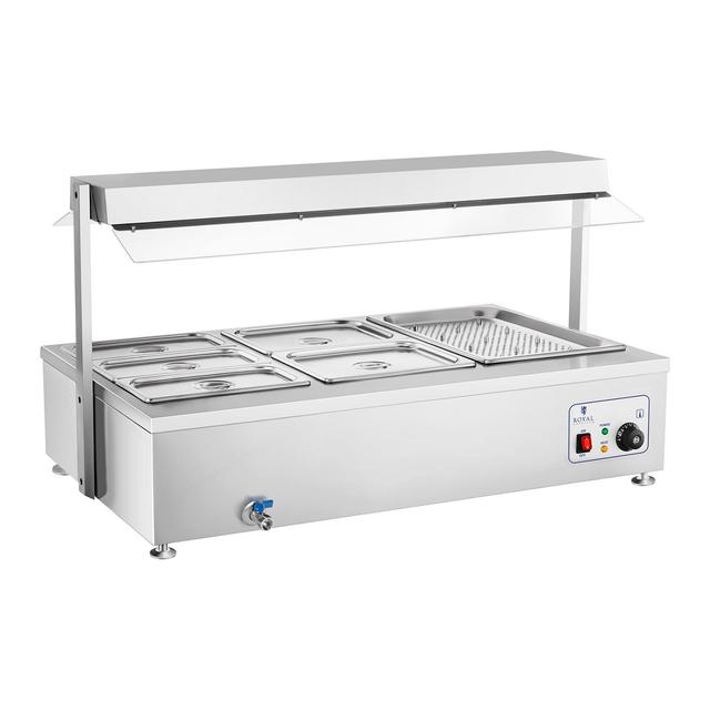 Bain Marie - 6 GN - hús tálalóval és leeresztő csappal | Royal Catering on Productcaster.