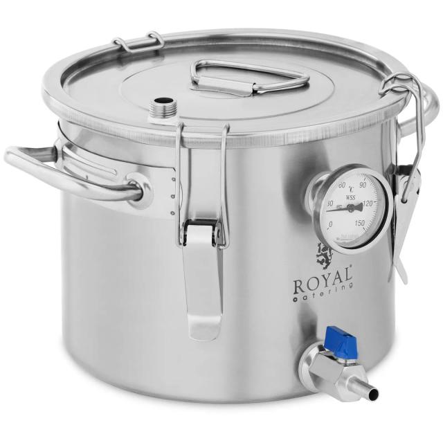 Erjesztő tartály - sörhöz és borhoz - 8 l - 0–150 °C - rozsdamentes acél - dupla kifolyó | Royal Catering on Productcaster.