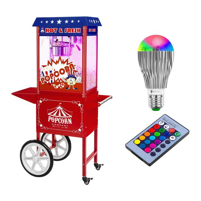 Popcorn készítő gép, kocsival és LED világítással- USA-Design - piros | Royal Catering on Productcaster.