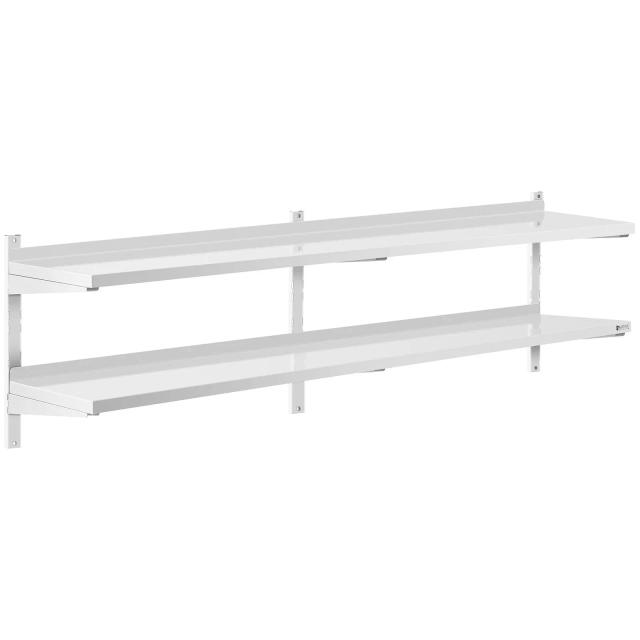 Stainless Steel Wall Shelf 2 Shelves 40 x 200 cm - Floating Shelves by Royal Catering on Productcaster.