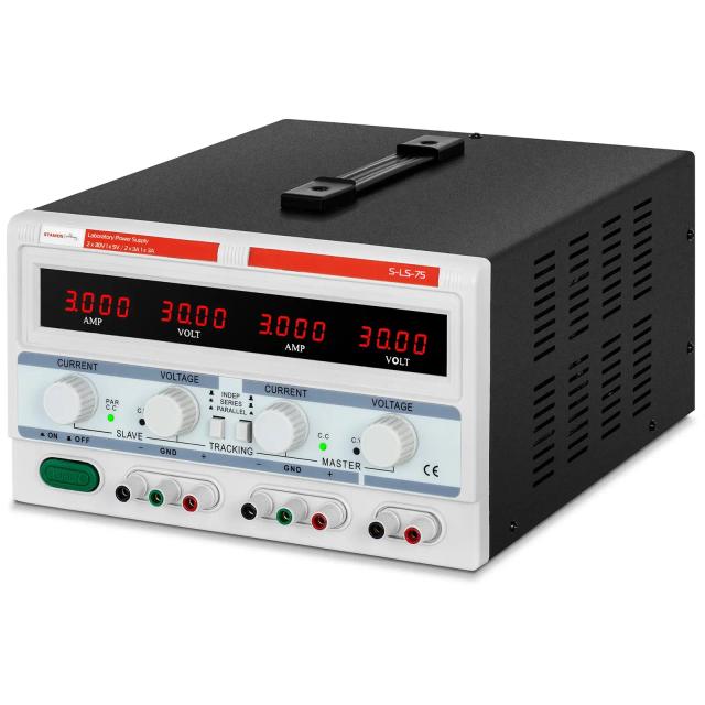 Laboratory Power Supply 2 x 0-30 V / 0-3 A DC 1 x 5 V / 3 A 180 W - Laboratory Power Supplies by Stamos Soldering on Productcaster.